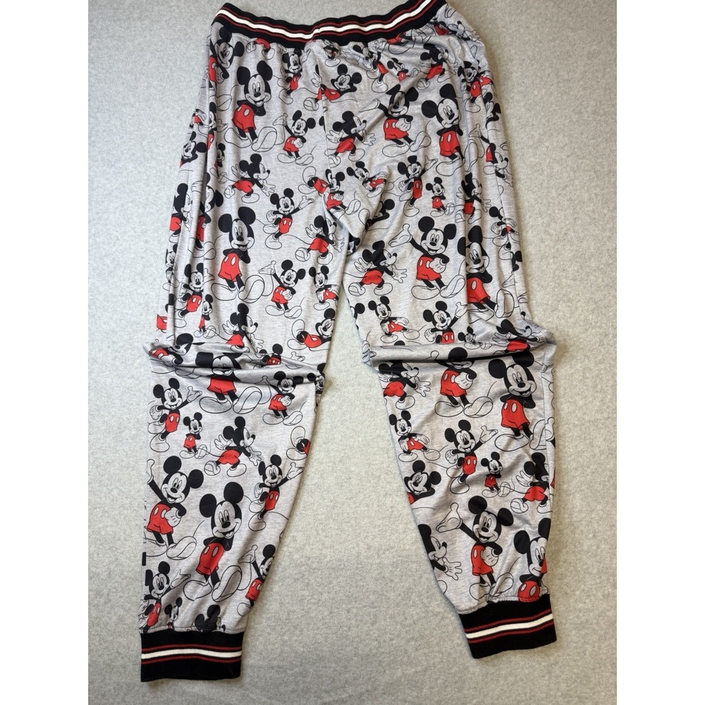 Disney Sleepwear Womens XL Gray Mickey Mouse Print Jogger Pajama Elastic 30x32 - Picture 2 of 7